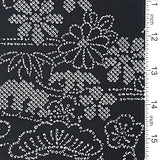 SALE Black Faux Shibori Vintage Kimono Silk from Japan  7" x 60"    #4288