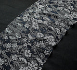 SALE Black Faux Shibori Vintage Kimono Silk from Japan  7" x 60"    #4288