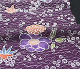 Floating Flowers Vintage Japanese Kimono Silk Chirimen Crepe 6" x 35"  #4650