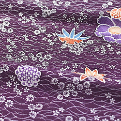 Floating Flowers Vintage Japanese Kimono Silk Chirimen Crepe 13.25" x 42"  #4650