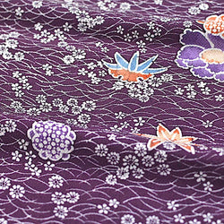 Last Pieces, Floating Flowers Vintage Kimono Silk Chirimen Crepe from Japan. Piece Size 13.25" x 66"  #4650