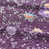 SALE, Floating Flowers Vintage Kimono Silk Chirimen Crepe from Japan. Piece Size 13.25" x 66"  #4650