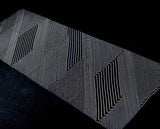 Black & White Diagonals Vintage Kimono Silk Crepe from Japan 14" x 64"  #4690