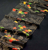Black/Gold Bamboo Forest Vintage Kimono Silk from Japan, 6" x 53"  #4699