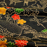 SALE, Black/Gold Bamboo Forest Vintage Kimono Silk from Japan, 13.5" x 60"  #4699