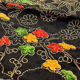 Black/Gold Bamboo Forest Vintage Kimono Silk from Japan, 13.5" x 44"  #4699