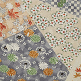 SALE Pastel Earth Tones Faux Patchwork Floral Vintage Kimono Silk 14" x 65". #4370