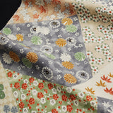 SALE Pastel Earth Tones Faux Patchwork Floral Vintage Kimono Silk 14" x 65". #4370