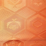 Dreamsicle/Orange Sherbet Satin Jacquard Vintage Kimono Silk Piece from Japan  14" x 62"    #4223