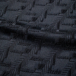 Black/Black Escher Geometric Jacquard Fukureori Kimono Silk from Japan  9.5" x 55" #4466