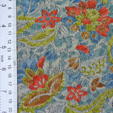 SALE 'Faded' Blues / Orange "Old Watercolor" Vintage Japanese Chirimen Silk Crepe 14" x 65"  #4612
