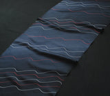 Blue-Black Waves Vintage Kimono Silk from Japan. 14" x 40" Piece.  #4354