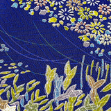 DEEPER SALE, Glistening Meadows, Chirimen Crepe Vintage Kimono Silk from Japan 14" x 62"  #4656
