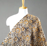 Krishna Golden Mustard Cotton Kalamkari Hand Block Print from India, By the Yard #TK-30