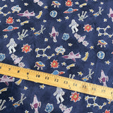 Sale, Navy Blue Space Kids Print, 100% Cotton Lightweight Lawn from Hokkoh Japan, 44" Wide By the Yard #1023-1620