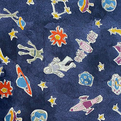 Sale, Navy Blue Space Kids Print, 100% Cotton Lightweight Lawn from Hokkoh Japan, 44" Wide By the Yard #1023-1620