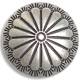 Canyon Sunflower 1" / 25mm Concho Style Button, Antique Silver, 'Hidden' D-Shape Shank #SWC-150