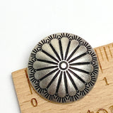 Canyon Sunflower 1" / 25mm Concho Style Button, Antique Silver, 'Hidden' D-Shape Shank #SWC-150