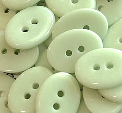 Green Oval 2-Hole Button 3/4" x 9/16" Pastel Green Ceramic, Pack of 10 # LP-77