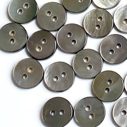 Re-Stocked, Gray, 7/16" Silvery Charcoal Tiny Shiny Iridescent Shell, 11-12mm Pack of 100 Buttons  # LP-78