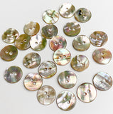 Re-Stocked, Abalone Mixed Naturals, 7/16" Round 2-hole, 11mm, 120 Buttons for $16.00  #LP-50