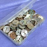 Re-Stocked, Abalone Mixed Naturals, 7/16" Round 2-hole, 11mm, 120 Buttons for $16.00  #LP-50