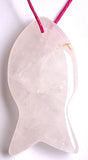 Rose Quartz Fish Pendant 1-5/8" Natural Light Pink  # LP-83