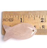 Rose Quartz Fish Pendant 1-5/8" Natural Light Pink  # LP-83