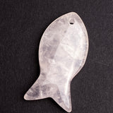 Rose Quartz Fish Pendant 1-5/8" Natural Light Pink  # LP-83