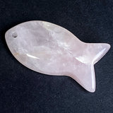 Rose Quartz Fish Pendant 1-5/8" Natural Light Pink  # LP-83