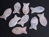 Rose Quartz Fish Pendant 1-5/8" Natural Light Pink  # LP-83