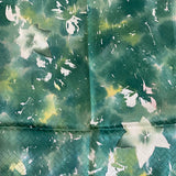 Abstract Turquoise Green Crystal Leaves, Vintage Kimono Silk from Japan, 13" x 63"   #4334
