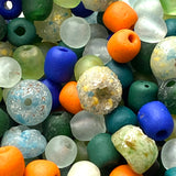 250 Mixed Rustic Recycled Glass African Beads, Various Styles, Colors, Sizes, from Ghana  #GH-828