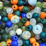 250 Mixed Rustic Recycled Glass African Beads, Various Styles, Colors, Sizes, from Ghana  #GH-828