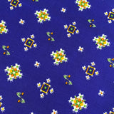 Blue Navy WOOL Faux Ikat Vintage Kimono Fabric 14.5" x 16" PIECE #436