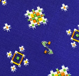 Blue Navy WOOL Faux Ikat Vintage Kimono Fabric 14.5" x 16" PIECE #436