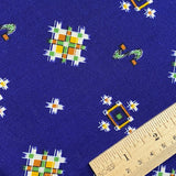 Blue Navy WOOL Faux Ikat Vintage Kimono Fabric 14.5" x 16" PIECE #436