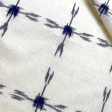 REMNANT 1-7/8 yd, Cream/Indigo 100% Cotton Crosses Double Ikat from India, #CHL-27