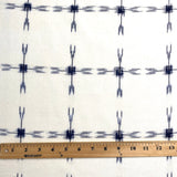 WASHED/DRIED 2.3 YARD PIECE, Cream/Indigo Cotton Crosses Double Ikat, India, 44" Wide,  #CHL-27