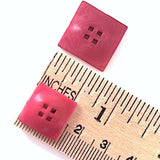 Rose Dark Pink Square Corozo/Tagua "Five Squares Flat Pillow",  9/16" or 11/16"