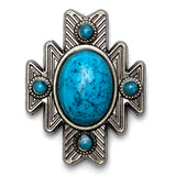 Silver/Blue 'Turquoise' Aztec Star Screw Back Concho 1.5"  #SWH-124