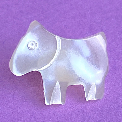 SALE Tiny Dog, Vintage Pearly White 1/2" Button  #764