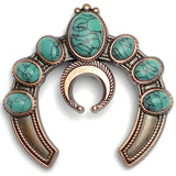 Re-Stocked, Squash Blossom Copper / 'Turquoise' Triple Screw Back Concho Faux Stones 2"  #SWH-126