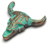 Re-Stocked, Cow Skull Copper/Green Patina Screw Back Concho 1.25"  #SWH-127