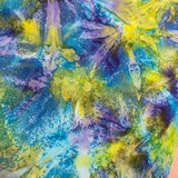 Neon Paradise, Turquoise/Lime Artisan Salt Dye/Tie Dye Rayon Challis from India, By the Yard  #HB-273