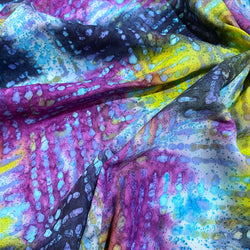 Zig Zag Turquoise, Artisan Hand-Dyed Rayon from India, By the Yard  #HB-338