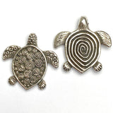 Re-Stocked: Pewter Turtle Pendant/Charm, Double-Sided, from Greece, 1-1/4" / 30mm   #L230