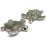 Re-Stocked: Pewter Turtle Pendant/Charm, Double-Sided, from Greece, 1-1/4" / 30mm   #L230