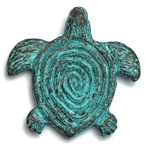 Green Patina / Copper Plated Turtle Pendant, Double-Sided, from Greece, 1-1/4" / 30mm   #L229