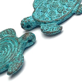 Green Patina / Copper Plated Sea Turtle Pendant, Double-Sided, from Greece, 1-1/4" / 30mm   #L229